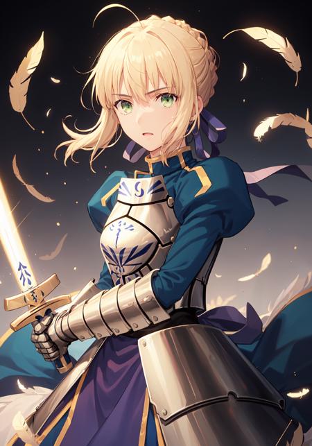 00189-2748143547-best quality, masterpiece, phSaber, phAltoria, 1girl, solo, armor, gauntlets, weapon, armored dress, sword, holding, french brai.png